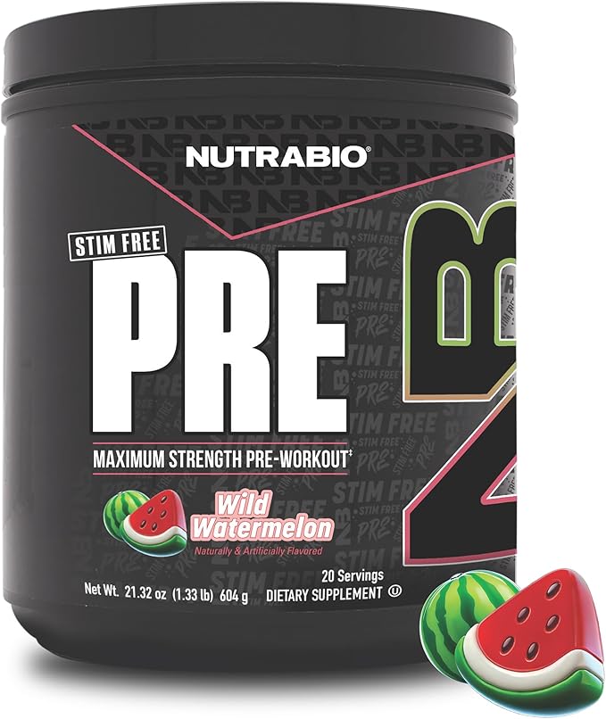 NutraBio STIM-Free PRE Workout for Men, New Formula | Laser Focus, Extreme Pumps | Performance