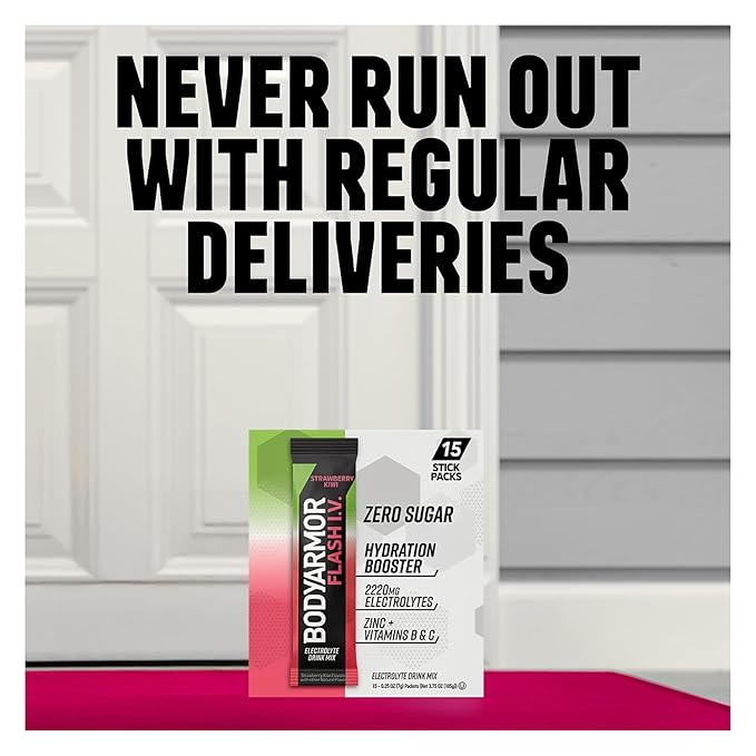 BODYARMOR Flash IV Electrolyte Packets, Tropical Punch - Zero Sugar Drink Mix, Single Serve Packs