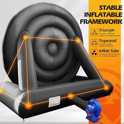 WARSUN 10Ft Giant Inflatable Soccer Darts Board Outdoor Dart Board with 8 Soccer Balls & 350W