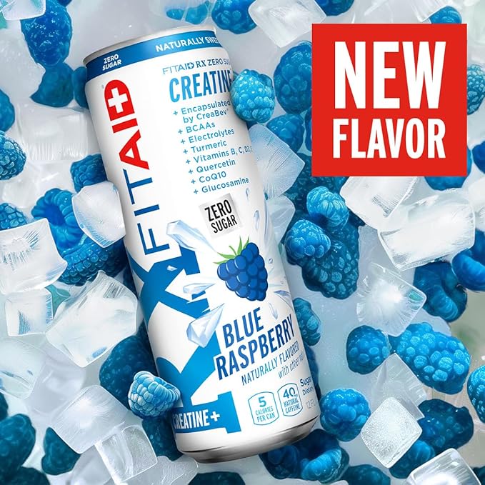 Lifeaid Fitaid Rx + Creatine Drink, Blue Raspberry, Zero Sugar, Vegan, Kosher, Keto Friendly