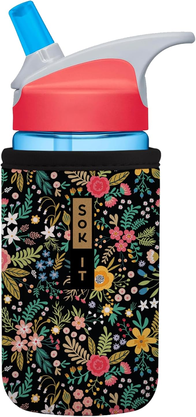 Sok It BotlSok Water Bottle Sleeve Insulated Neoprene Cover (English Garden Picnic, Fits 12oz