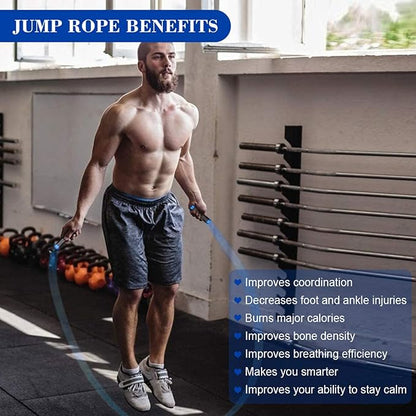 Redify Weighted Jump Rope for Workout Fitness(1LB), Tangle-Free Ball Bearing Rapid Speed Skipping