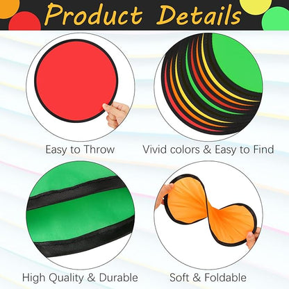 10 PCS Foldable Flying Disc Fans Set with Bag Folding Pocket Beach Flying Disc for Party Favors