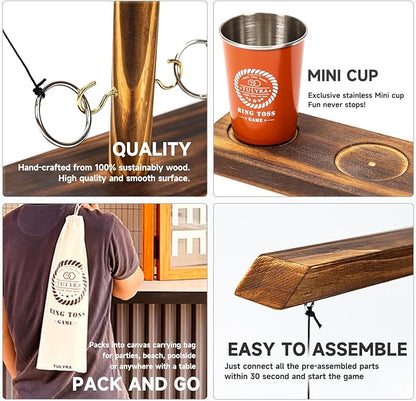 Ring Toss Game for Adults, Hook and Ring Game with Exclusive Carrying case & Unique Stainless Mini