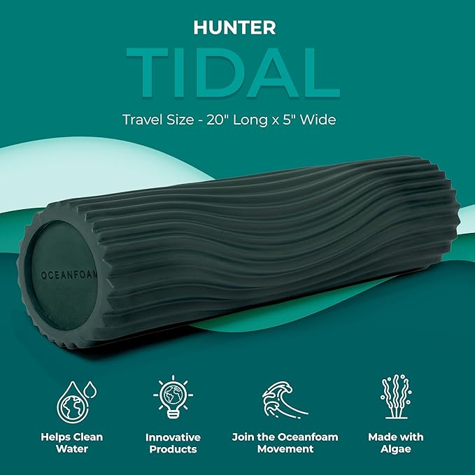 Oceanfoam Tidal Roller - Hunter - Muscle Massage Foam Roller for Back Pain & Stretching - Firm and