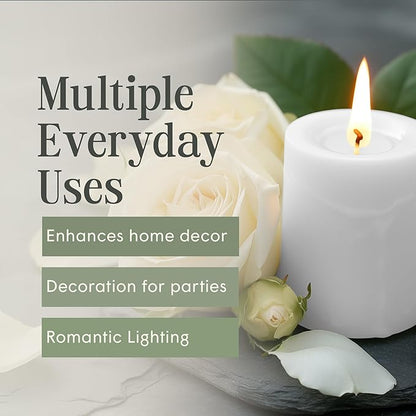 Mister Candle Dripless Unscented Pillar Candles, Set of 3 Hand Poured Solid Color Non-Scented