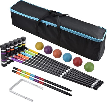 [6 Players] Premium Croquet Set 35'' for Families, Croquet Set with Carrying Bag for Yard Outdoor