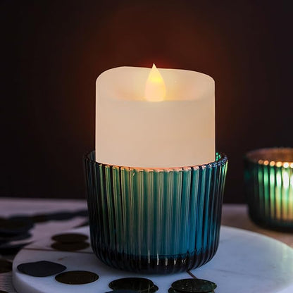 3x4 Flickering Flameless Candles Set of 1,4 inch Real Wax LED 600 Hours Battery Candles with Timer