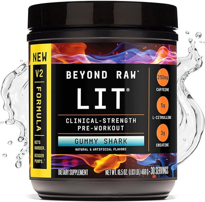 BEYOND RAW LIT V2 Clinical Strength Pre Workout Powder, Hits Harder, Bigger Pumps, Caffeine