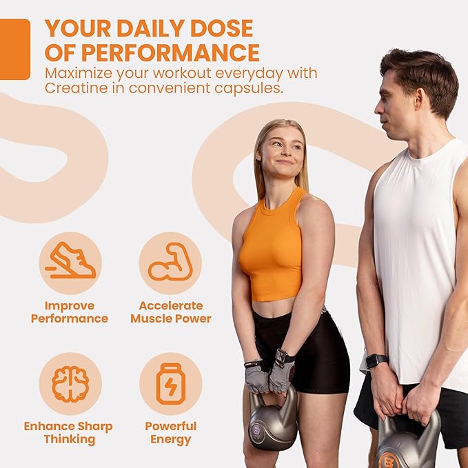 EarthNutri Creatine Monohydrate Capsules - Micronized for Better Absorption - Supports Muscle