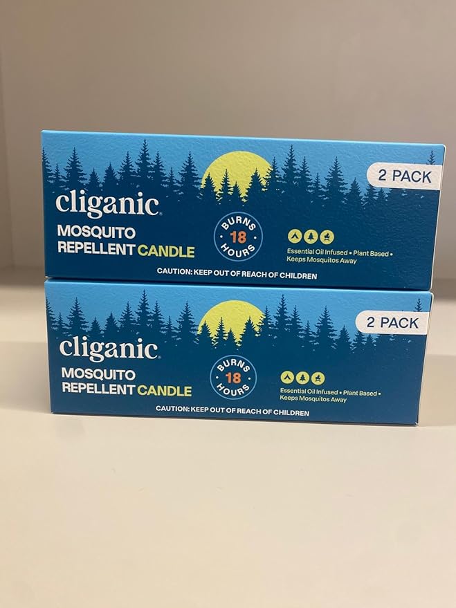 Cliganic Natural Mosquito Repellent Candle (Pack of 4) | Citronella, DEET Free, Essential Oil