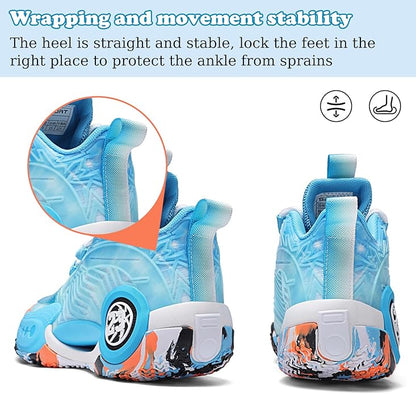 JMFCHI Kids Basketball Shoes High-top Sports Shoes Sneakers Durable Lace-up Non-Slip Running Shoes