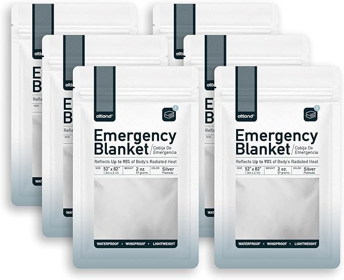 Altland 6 Pack of Emergency Blankets - Heat Reflective Blankets for Winter Survival Kits, Disaster
