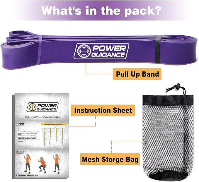 POWER GUIDANCE Pull Up Assist Bands - Stretch Resistance Band - Mobility Band - Powerlifting Bands