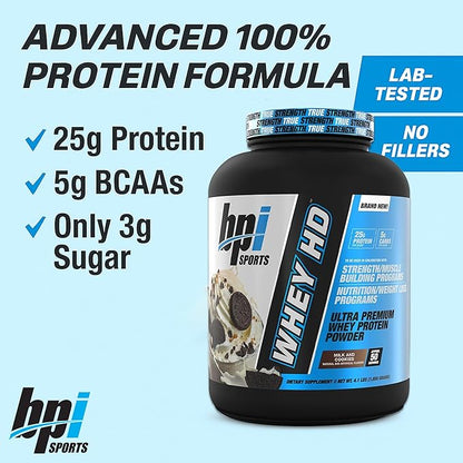 BPI Sports Whey HD Ultra Premium Protein Powder Isolate | Workout Whey Protein Powder for Men &