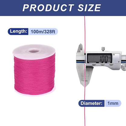 MECCANIXITY 1/16 Inch Polypropylene Rope Braided Ropes, 328ft Nylon Rope Hollow Utility Cord for