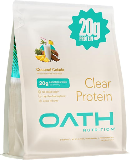 Clear Whey Isolate Protein Powder, Coconut Colada, 20g Complete Protein per Serving, No Added
