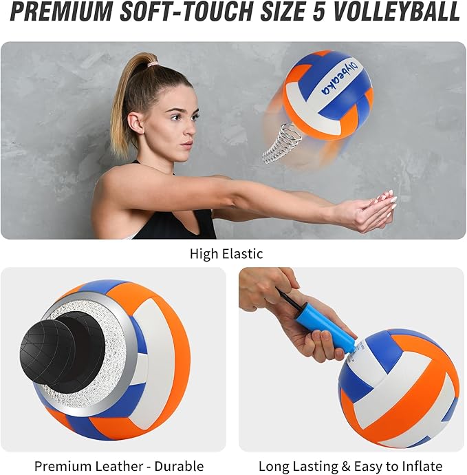 Outdoor Portable Volleyball Net Set for Backyard Beach with Adjustable Heavy Duty Poles, Durable