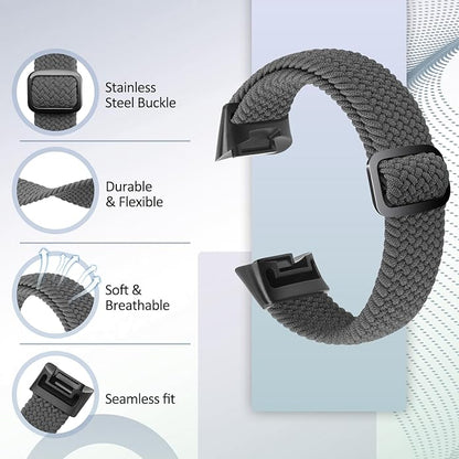 Elastic Braided Bands Compatible with Fitbit Charge 5/Fitbit Charge 6 for Women Men, Breathable