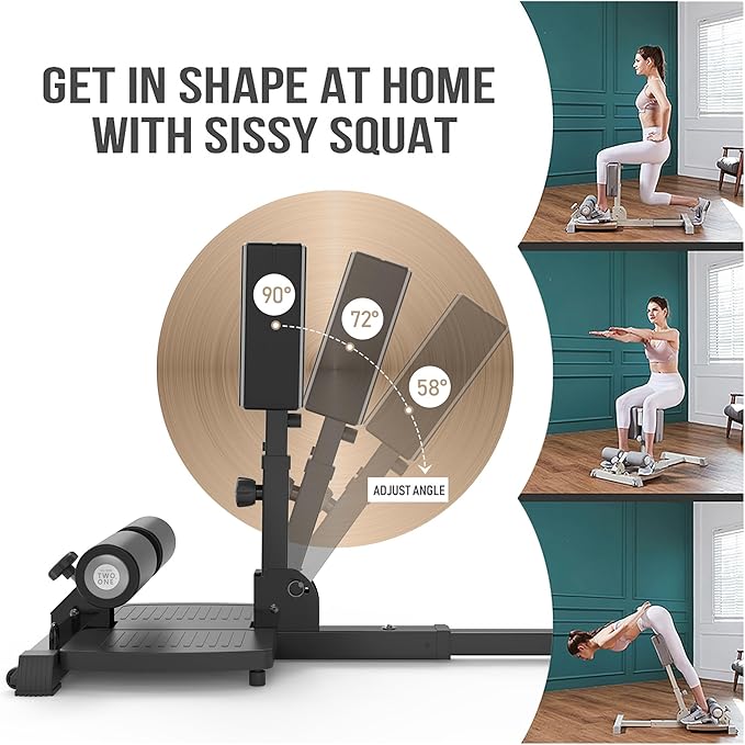 leikefitness Sissy Squat Machine, Deluxe Multi-Function Deep Sissy Squat Bench Workout Station, Leg