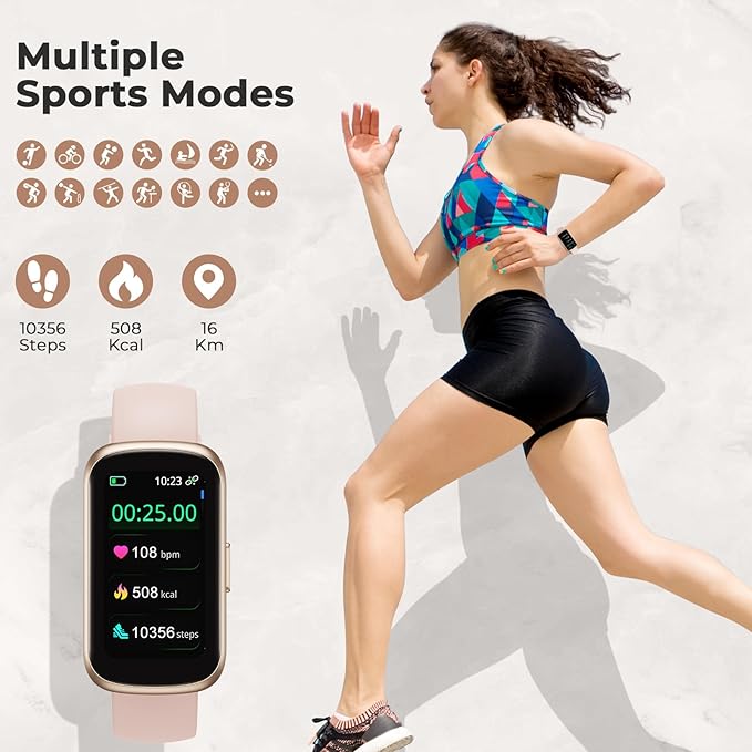 Fitness Tracker for Women Men, Smart Watch Band with 24/7 Heart Rate Blood Oxygen Sleep Monitor