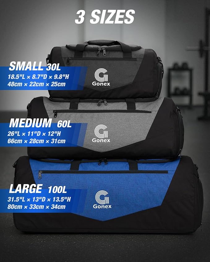 Gonex Gym Duffel Bag with Shoe Compartment Wet Pocket, Large Capacity Sports Duffle Bag for Men