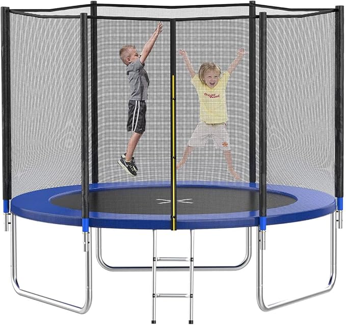 AOTOB 8FT 10FT 12FT 14 FT 15FT Trampoline with Safety Enclosure Net，Outdoor Trampoline with