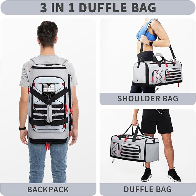 Bosstin Gym Bag for Men & Women, 45L Travel Duffle Sports Duffel Bag Gym Weekender Overnight