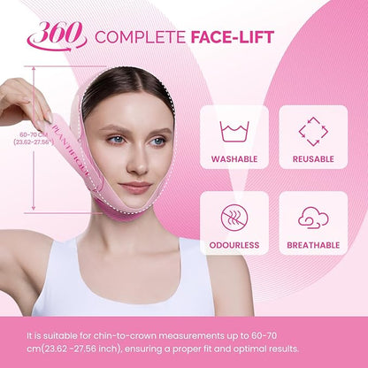 PLANTIFIQUE Chin Strap for Face Contouring - Reusable V Line Ice Silk Fabric Mask - Double Chin