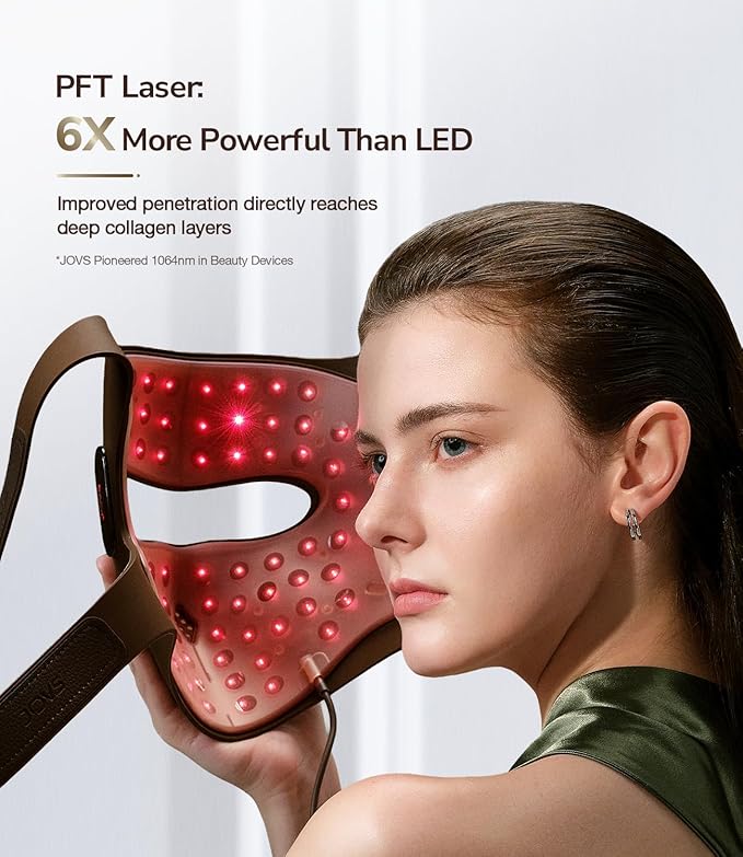 JOVS 4D Laser Therapy Mask for Face, LED Red Light Therapy Face Mask with 4 Wavelengths for Deep