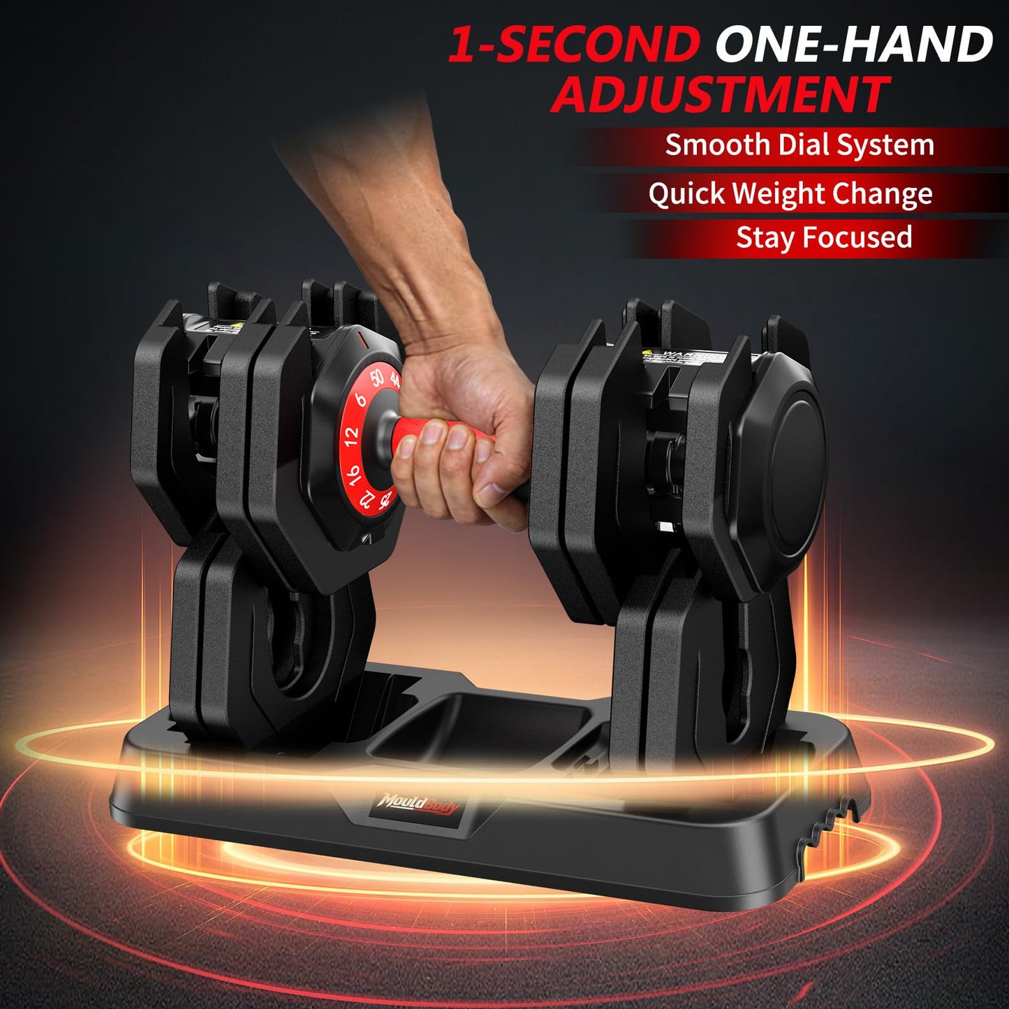 Mouldbody Adjustable Dumbbell Set Pair 50 lb, 10-in-1 Free Weight Set