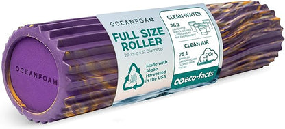 Oceanfoam Tidal Roller - Purple, Gold & Natural Marbled - Muscle Massage Foam Roller for Back Pain
