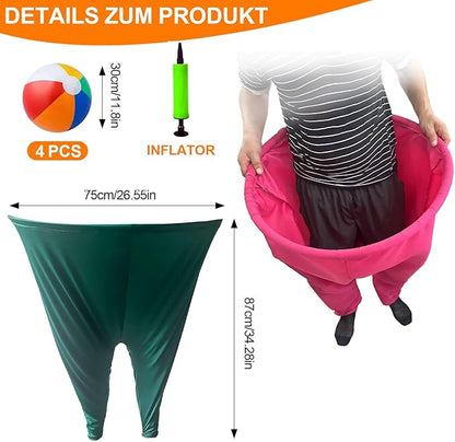 Granny Pants Yard Game Set with Bouncy Balls & Pump,Giant Stretchy Pants, Fun Tossing Games Props