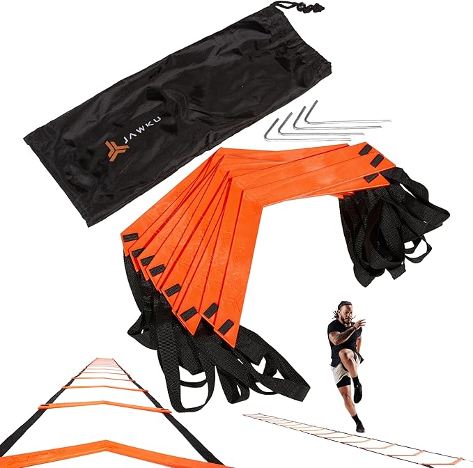 JAWKU Speed and Agility Ladder, Extra Long 21-Foot with 15-Rungs to Improve Balance, Acceleration
