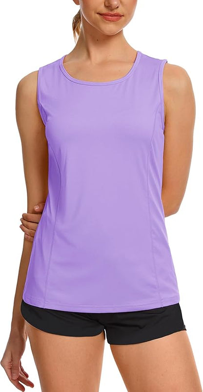 TACVASEN Women's UPF 80+ Workout Tank Top Sleeveless Quick Dry Sun Protection Hiking Athletic Gym