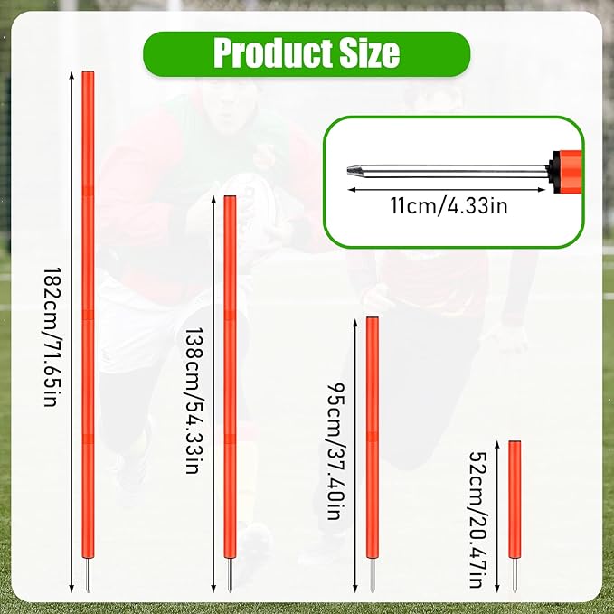 TOBWOLF 6PCS 6FT Adjustable Soccer Agility Training Poles, Detachable Sports Training Speed Sticks