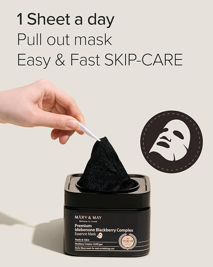 Mary&May Premium Idebenone Blackberry Complex Essence Mask - Quick Dispenser Type Anti Aging Korean