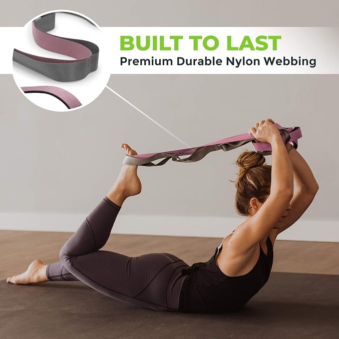 Gradient Fitness Stretching Strap for Physical Therapy, 12 Multi-Loop Stretch Strap 1.5" W x 8' L