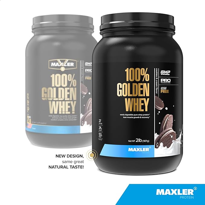 Maxler 100% Golden Whey Protein - 24g of Protein per Serving - Premium Whey Protein Powder for Pre