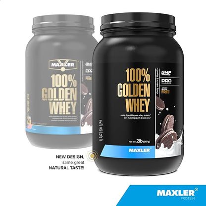 Maxler 100% Golden Whey Protein - 24g of Protein per Serving - Premium Whey Protein Powder for Pre