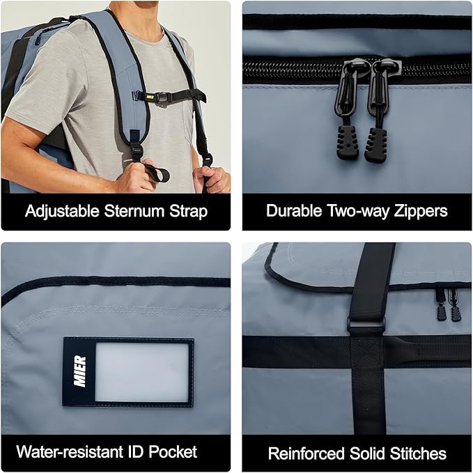 MIER Water Resistant Backpack Duffle Heavy Duty Convertible Duffle Bag with Backpack Straps for