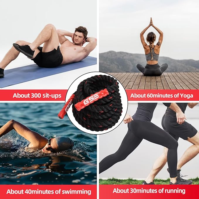 GSE Games & Sports Expert Gym Battle Rope, Heavy-Duty Workout Ropes for Indoor & Outdoor Workout
