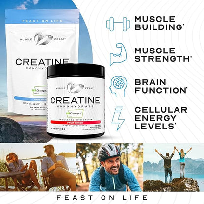 Muscle Feast Creapure Creatine Monohydrate Powder, Vegan Keto Friendly Gluten-Free Easy to Mix