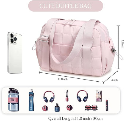 CAMTOP Mini Gym Bag for Women, Small Gym Tote Bag Puffy Quilted Sports Duffel Bag with Wet