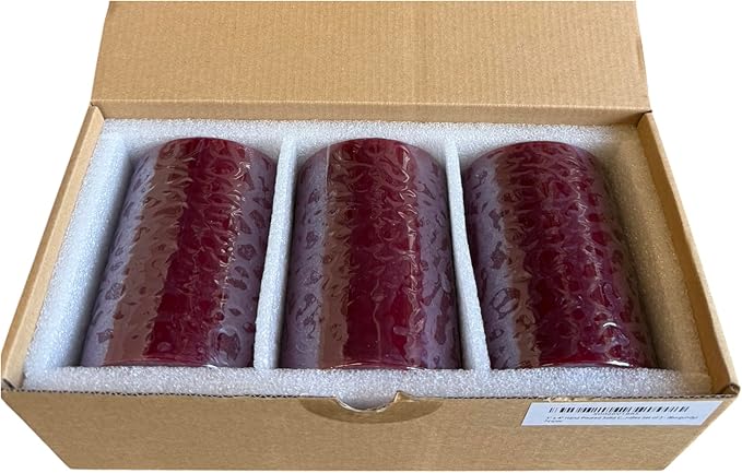 Mister Candle Dripless Unscented Pillar Candles, Set of 3 Hand Poured Solid Color Non-Scented