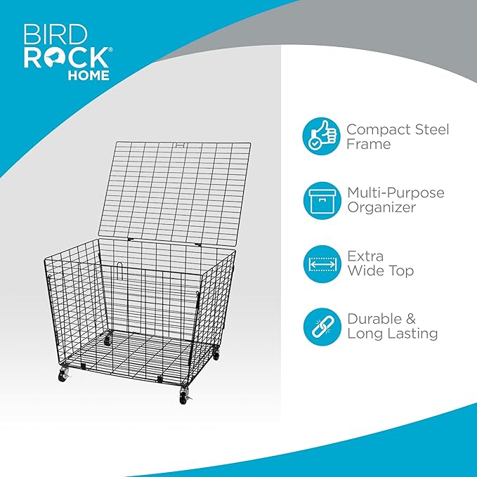 BIRDROCK HOME Sports Ball Basket Organizer with Wheels & Heavy Duty Casters - Ideal for Basketball