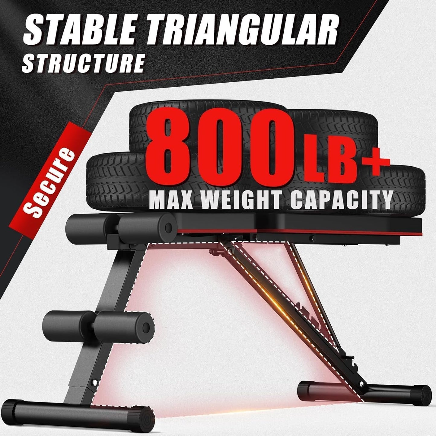 Weight Bench Press, Adjustable Workout Benches for Home Gym Dumbbell Exercise, 880 LB Stable