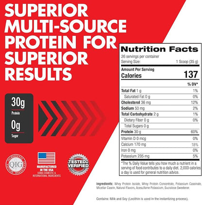 Max Muscle Maxpro Elite Whey Protein Powder | 30g Protein | 0g Sugar | 6.6g BCAAs | Micellar Casein