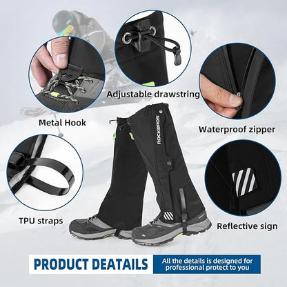 ROCKBROS Snow Boot Leg Gaiters for Hiking Waterproof Leg Gaiter for Skiing Walking Snow Boot