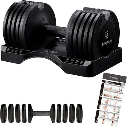 Adjustable Dumbbell – 12.5/25lb Single Unit OR Set of 2 – 5-in-1 Adjustable Weight for Home Gym